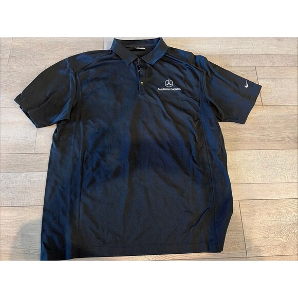 Rare Nike Shirt Mens XXL 2XL Black Golf Polo Drifit Mercedes Benz Autobahn Brand - Picture 1 of 7